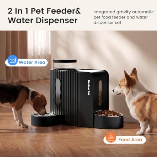 Gravity Automatic Cat Feeder, Water & Food Dispenser Set, Stainless Bowls
