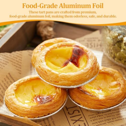 Disposable Aluminum Foil Tart,100 Pack Mini Pie Tins,Pie Pans for Baking Personal Mini Pies,Round Pie Tart Small Tin Foil Pans