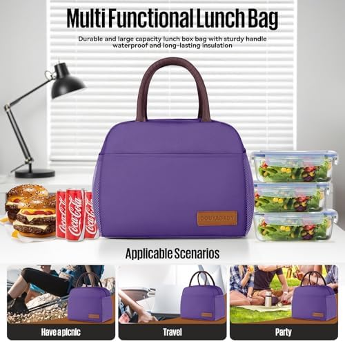 douyadady Lunch Bag Women/Men Lunch Box Women/Men (Dark purple)