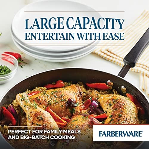 Farberware Cookstart DiamondMax Nonstick Jumbo Cooker with Lid and Helper Handle, Dishwasher Safe, 6 Quart - Aqua
