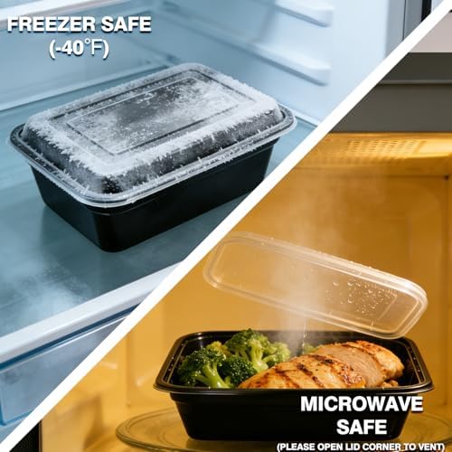 KUMD 20-Pack (40 Pieces) 32 oz Meal Prep Containers Reusable with Lids