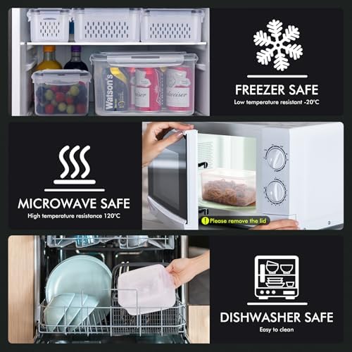 HOTEC 5-Pack Fruit Storage Container for Fridge, 4.15L