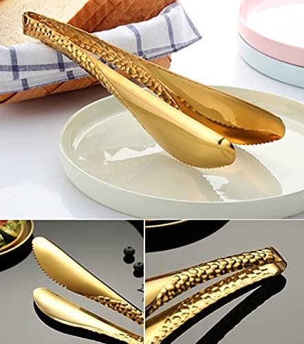 2 Pack 8 Inch Gold Salad Tongs Serving Tongs 8 Inch Stainless Steel Cooking Utensils Non-slip & Easy Grip Metal Tongs Small Tongs for Serving Appetizers Buffet Dessert Table