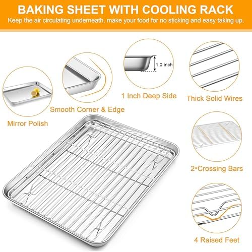 Homikit 16x12 Inches Stainless Steel Baking Sheet with Wire Cooling Rack