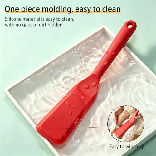 【2 Pack】Kunovo Small Spatula for Nonstick Cookware Mini Spatulas for kitchen Use,Heat-Resistant Silicone Thin Spatula Cooking Baking (2 Pack-Red)