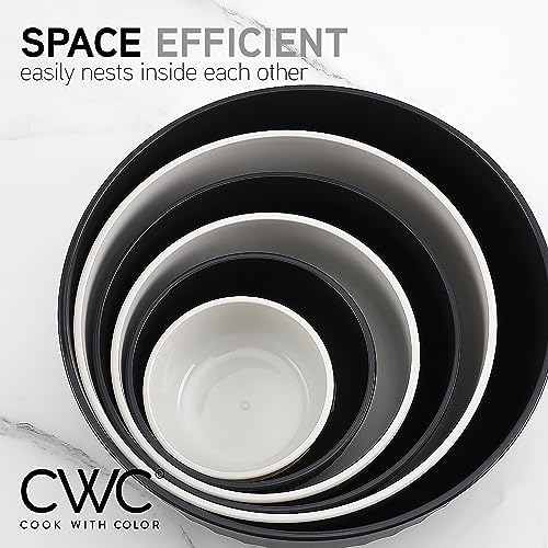 COOK WITH COLOR Prep Bowls with Lids- Wide and Deep Nesting Plastic Small Mixing Bowl Set with Lids, 12 Piece Set - Wide Bowls, Speckled Black