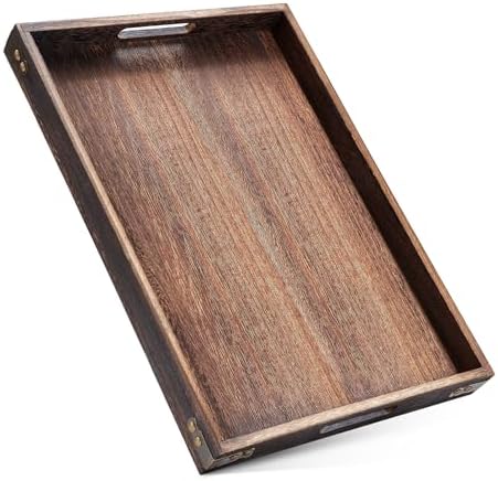 Wood Serving Tray - 17In Large Serving Tray with Handles | Decorative Tray
