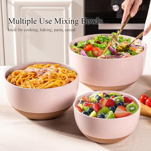 AmorArc Ceramic Mixing Bowls,Stoneware Nesting Bowls Set of 3 for Kitchen