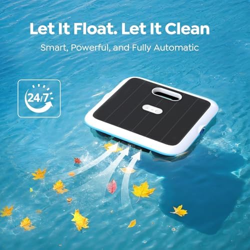 Pleco SK02 Solar Powered Robotic Pool Skimmer, Obsidian Ivory