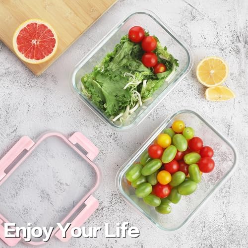 8-Pack 36oz Large Glass Meal Prep Containers with Leak Proof Snap-Lock Lids