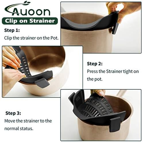 AUOON Clip On Pot Strainer Silicone, Standard 8.86 x 3.55in, Blue Velvet