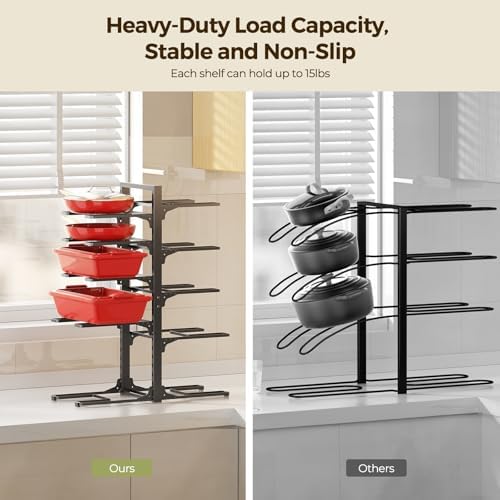 LAMU 10-Tier Heavy Duty Pots and Pans Organizer under Cabinet, 23.6" H