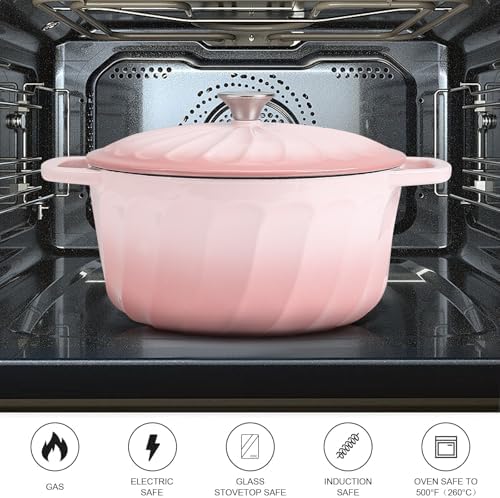 Enameled Cast Iron Dutch Oven Pot with Lid, 6 QT Large Dutch Oven