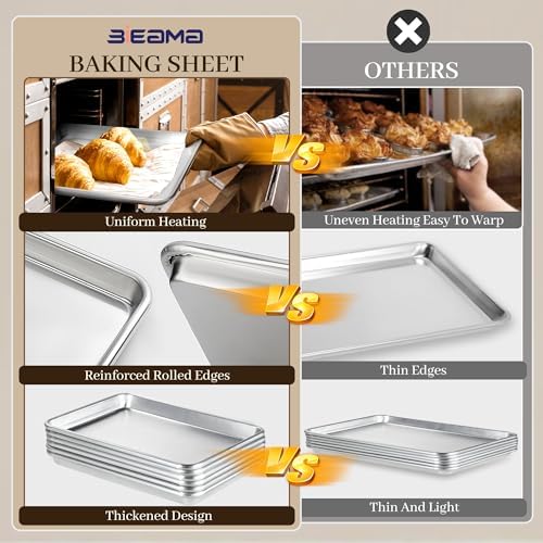 BIEAMA Aluminum Baking Sheet Pan Set of 4, 18" x 13"+ 13" × 10"