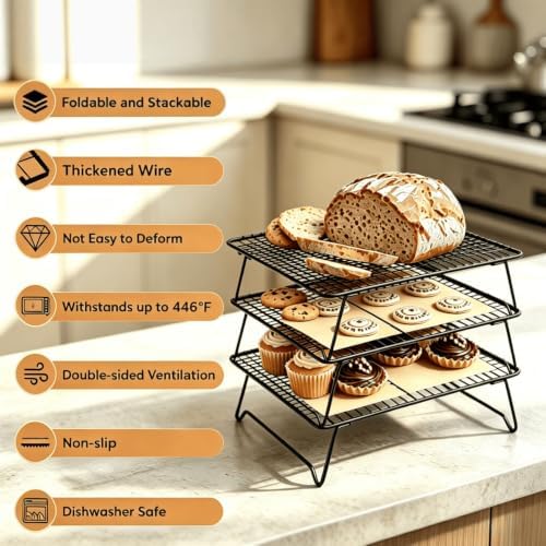 Lanxiu Cooling Racks for Cooking and Baking, 3 Pcs Wire Cooling Rack(Black)