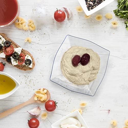 R-kay 6 Pack Square Plastic Serving Bowls - Clear Plastic bowls 16 Oz - Disposable Serving Bowls Heavy Duty For Weddings Catering And Birthday parties