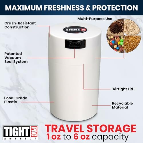 Tightvac Press-Seal Vacuum Airtight Smell Proof Container, White
