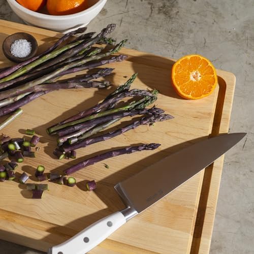 Yatoshi Knives Yatoshi Magnetic Kitchen Knife Block Set 6 Pcs White - Pro Kitchen Knife Set Ultra Sharp High Carbon Steel