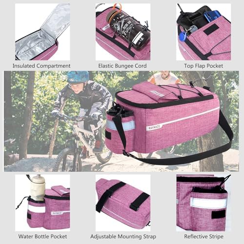 RAYMACE Bike Rear Rack Bag, Bike Trunk Cooler Bag