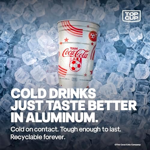 Top Cup Aluminum Party Cups, Coca Cola Soccer, 20oz, 20 Count