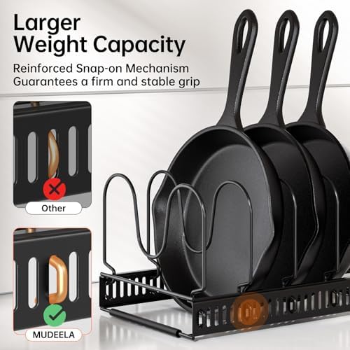 MUDEELA Expandable Pot Pan Lid Organizers inside Cabinet, 14 Divider-Black