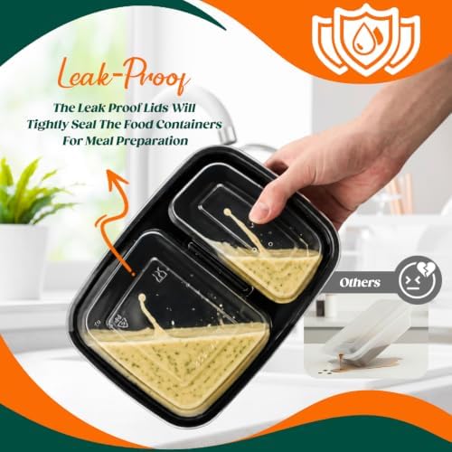 Glotoch Express 800 Pack 32 oz Meal Prep Containers,2-Compartment Reusable Food Storage Containers with Lids,Microwave Freezer Dishwasher Safe,Sturdy Leakproof&BPA Free Bento Box for To Go Take Out