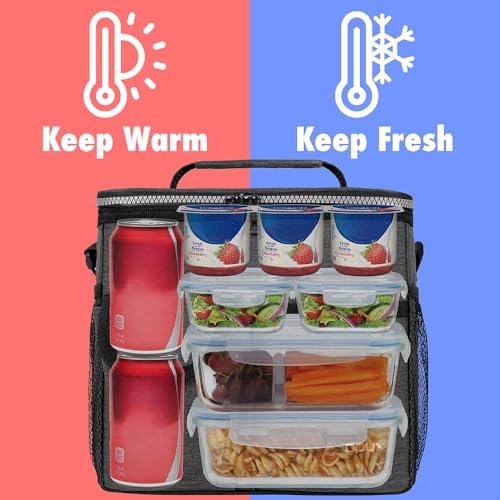 opux Insulated Lunch Box Adult, 18 Can Leakproof Cooler Bag Kid, Charcoal