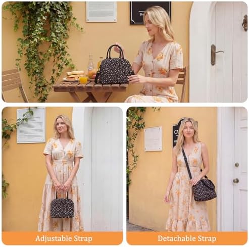 MEXS Lunch Bag for Women Reusable Lunch Box Quilted Puffer Large Capacity Insulated Cooler Tote Bags Work Travel Picnic