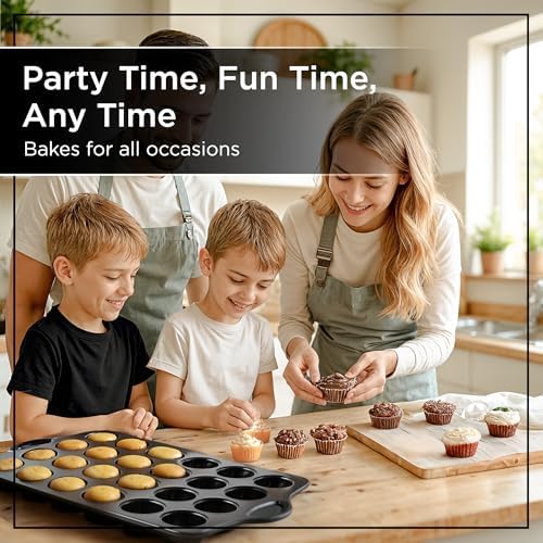 Wrenbury Mini Muffin Pan 24 Cup Set of 2 - Nonstick Small Cupcake Tin