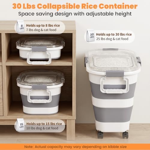 30 Lbs Rice Container, Collapsible Dog Food Storage Container