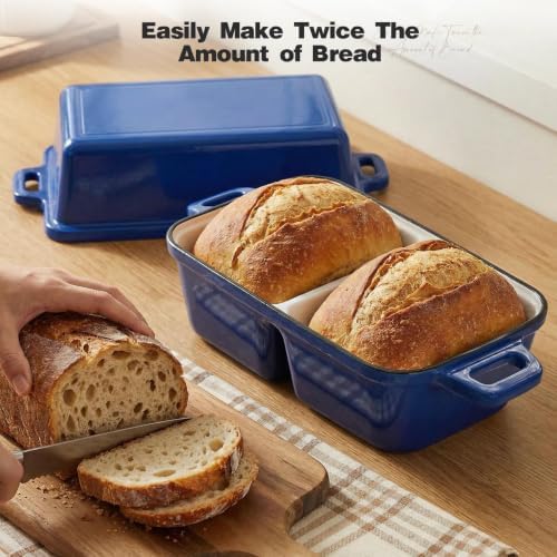 Double Dutch Oven for Sourdough Bread Baking, Enameled Cast Iron Dutch Oven