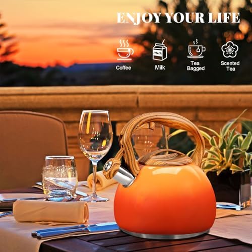 GGC Whistling Tea Kettle for Stove Top, 3.2QT/3L Stainless Steel Tea Kettle