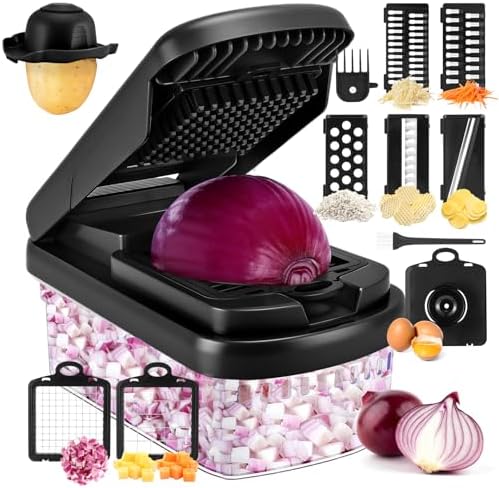 Yusshn Vegetable Chopper, 12-in-1 Food Veggie Chopper Cutter with Container