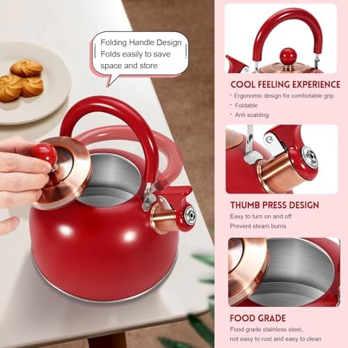 GGC Whistling Tea Kettle for Stove Top, 85OZ/2.6QT Stainless Steel Tea Pot