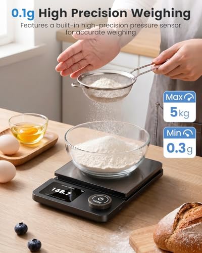 Smart Food Scale with Nutrition Calculator, INSMART Kitchen Scale with App for Calories, Fat, Carbs & Protein Tracking, 0.1g High Precision Calorie Scale for Meal Prep & Weight Loss, LED Display, 11lb