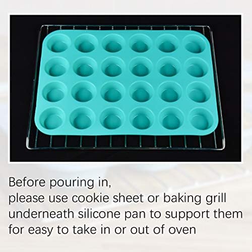 CAKETIME Mini Muffin Pan 24 Mini Cupcake Pans Silicone Molds Food Grade Silicone Muffin Pans for Baking Pack of 2