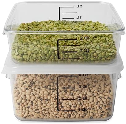 Rubbermaid Commercial Products, Space Saving Square Food Storage Container, 4 Quart, Clear, for Kitchen/Sous Vide/Meal Prep