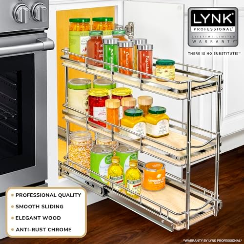LYNK Élite 3-Tier Spice Rack Organizer Cabinet, Pull Out Spice Rack