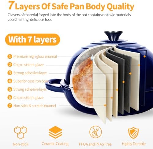 6QT Enameled Cast Iron Dutch Oven For Sourdough Bread Baking