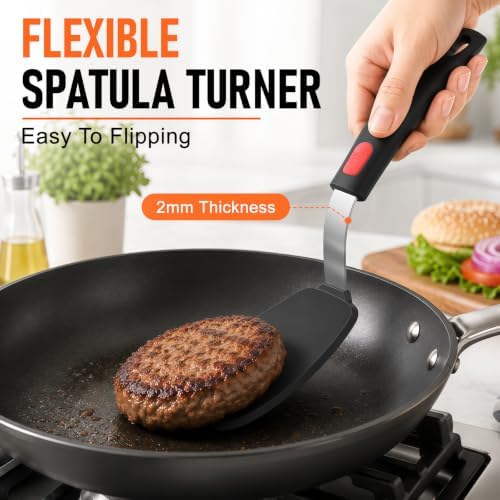 6Pcs Silicone Spatula Turner Set, Heat Resistant Silicone Spatula for Nonstick Cookware, BPA Free Kitchen Cooking Utensils Set, Flexible Spatula Turner for Flipping Eggs, Burger, Fish, Pancake