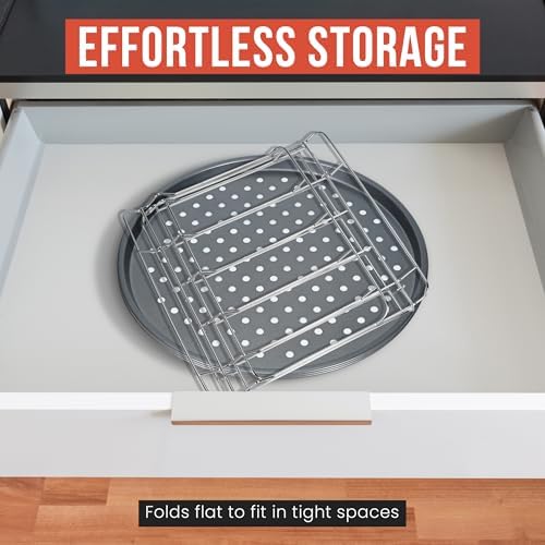 Chef Pomodoro Pizza Rack and Pan Baking Set, 13 Inch Foldable Cooling Stand