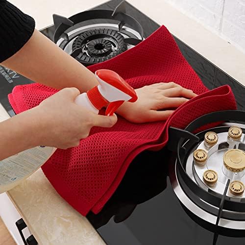 Homaxy 100% Cotton Waffle Weave Kitchen Dish Towels 4-Pack, Red