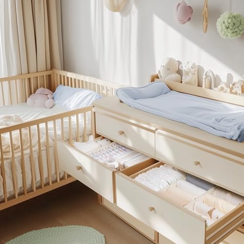 Criusia Drawer Organizer Clothes, 24 Pack Dresser Organizer for Baby Clothes, Underwear, Sock- Foldable Closet Organization and Storage Dividers Bins for Nursery, Bedroom and Dorm (Beige)