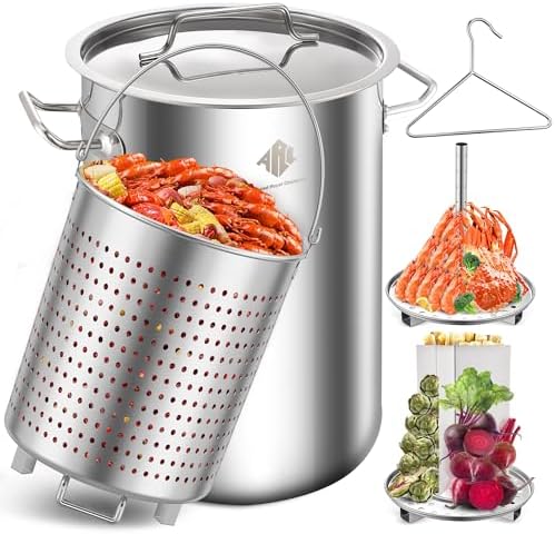 ARC 32QT Stainless Steel Stock pot 6-Piece For Seafood Boil Pot with Basket