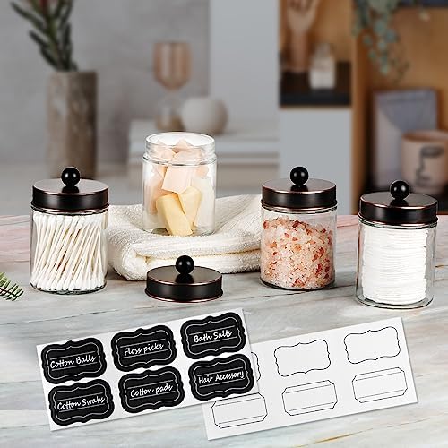 Amolliar Glass Apothecary Jar Qtip Holder Metal Lids 4pc/ORB