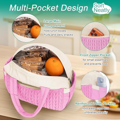 Coobiiya Lunch Box Lunch Bag for Women Men,Reusable Cute Lunch Pail bag,Leakproof,Insulated LunchBox Tote Compact 10L, Cooler Lunch Container for Work Travel Office
