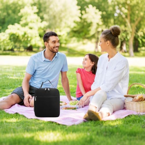 Lunch Box for Women Men Adult Insulated Lunch Bag Women Men Small Reusable Lunchbox for Work Picnic Travel (Black)