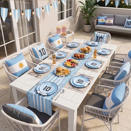 I00000 20Pcs Blue Plastic Soccer Plates, Disposable Plates for Soccer Party