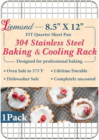 Cooling Racks for Cooking and Baking - 8.5"x12" Oven Safe Premium Stainless Steel Heavy Duty Baking Rack Tight-Wire, Fits Quarter Sheet Pan for Roasting & Grilling & Cooking - 1 Pack