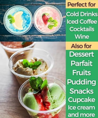 Aatriet 100 Pack 9 oz Clear Plastic Cups, 9oz Clear Disposable Punch Cups Wine Glasses, Sturdy Recylable Small Drinking Cup for Wedding Party, Cocktail Cup, Plastic Tumblers for Cold Drinks